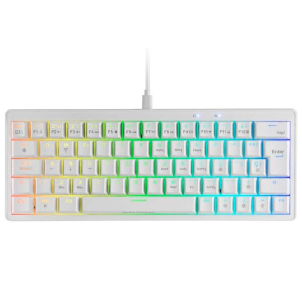 Teclado Mecânico Mars Gaming MKMINIPRO White RGB 60% PT Blue Switches