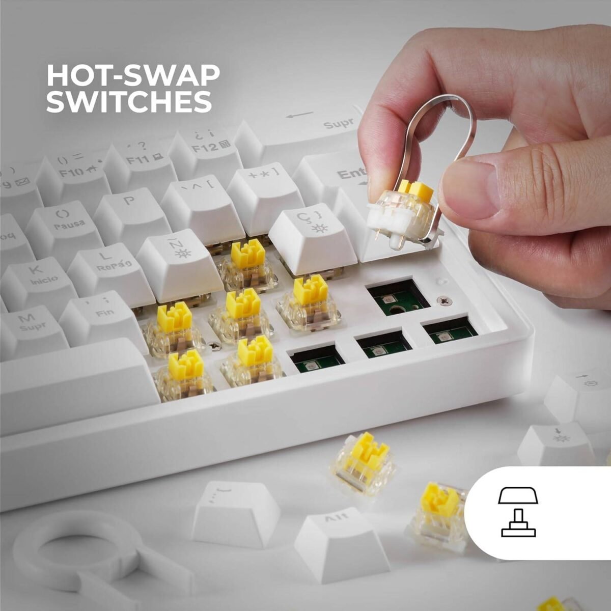 Teclado Mecânico Mars Gaming MKMINIPRO White RGB 60% PT Blue Switches - Image 3