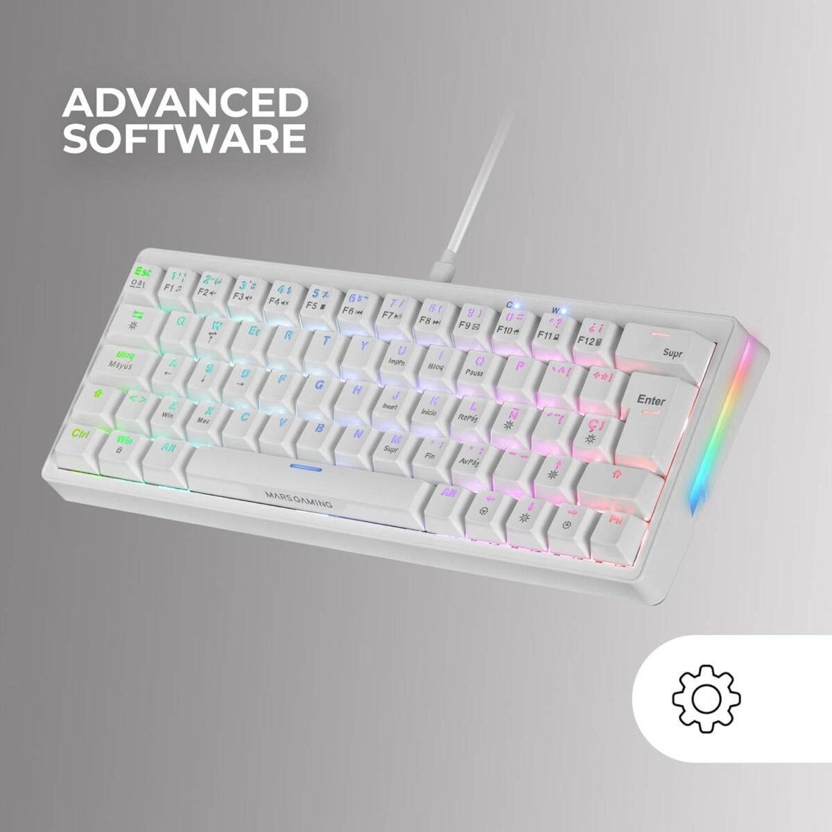 Teclado Mecânico Mars Gaming MKMINIPRO White RGB 60% PT Blue Switches - Image 5