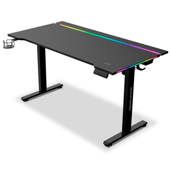 Secretária Elevatória Elétrica Alpha Gamer Zorya RGB (140x72cm) Gaming Station Preta