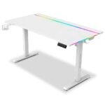 Secretária Elevatória Elétrica Alpha Gamer Zorya RGB (140x72cm) Gaming Station Branca