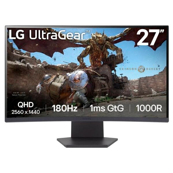 Monitor Curvo LG UltraGear 27GS60QC-B VA 27" QHD 180Hz 1ms FreeSync