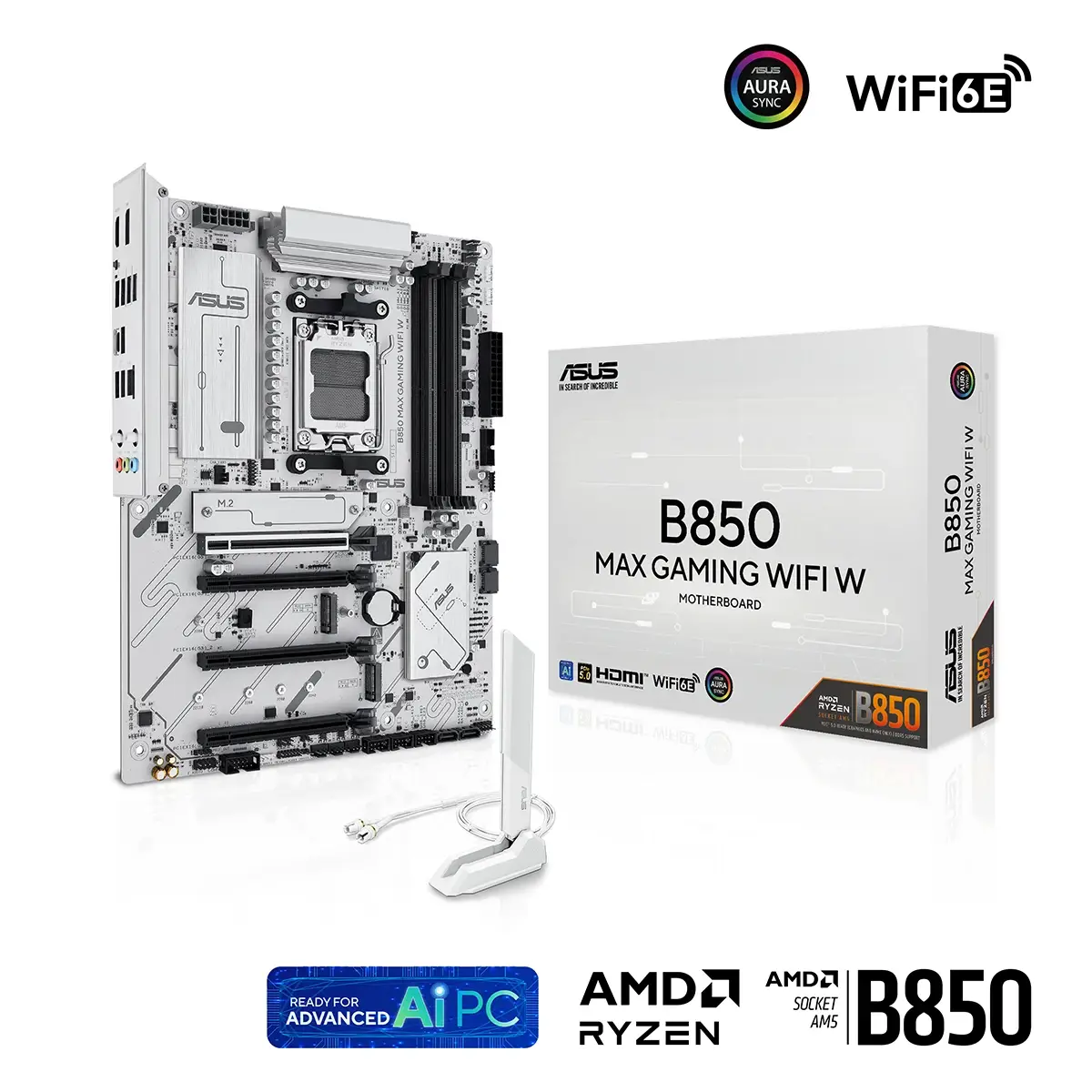 Motherboard ATX Asus B850 Max Gaming WiFi White SktAM5 - Image 1