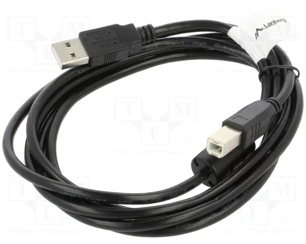 Cabo; USB 2.0; USB A ficha,USB B ficha; dourado; 1,8m; preta; PVC