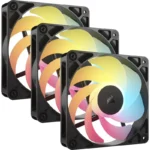Pack 3x Ventoinhas de Fluxo Invertido Corsair RS120-R ARGB 120mm PWM Pretas - Image 3