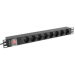 PDU Lanberg PDU-08F-0200-BK Conmutado 8 Saídas RACK 1U Horizontal Preto - Image 3