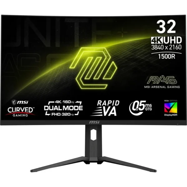 Monitor MSI MAG 321CUPDF 31.5" LED Rapid VA UltraHD 4K 160Hz 0.5ms Adaptative Sync Curvo