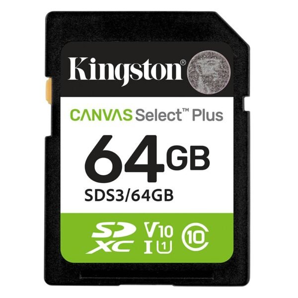 Cartão de Memória SDXC Kingston Canvas Select Plus Gen3 64GB (100MB/s) UHS-I, U1, V10
