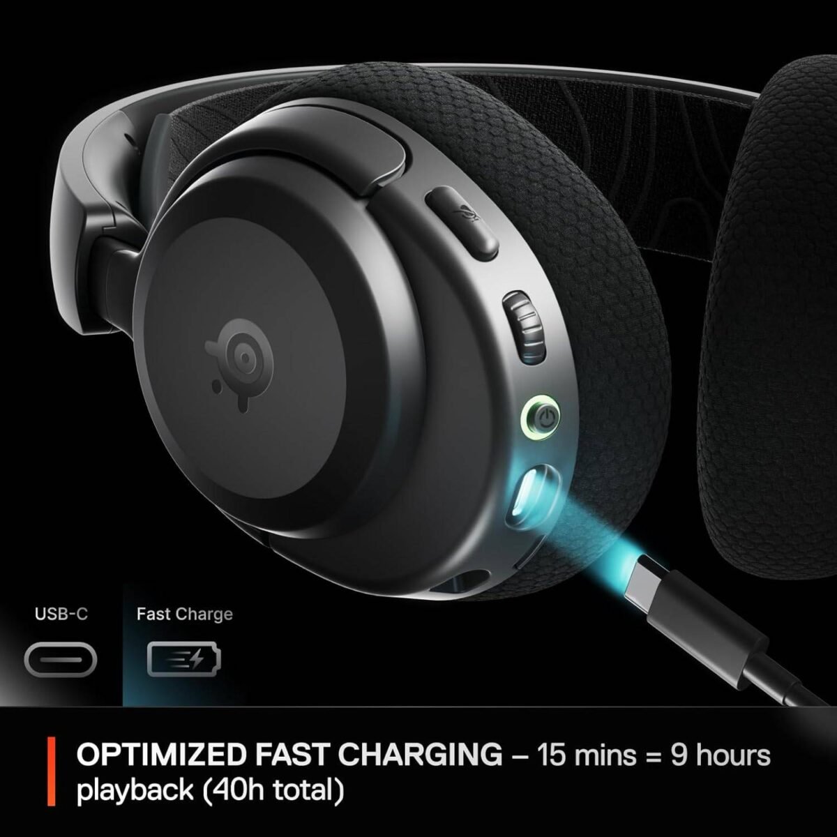 Headset Steelseries Arctis Nova 3P Wireless Multi-Platform Gaming 2.4GHz/Bluetooth for Playstation/PC/Switch/Mobile Preto - Image 5