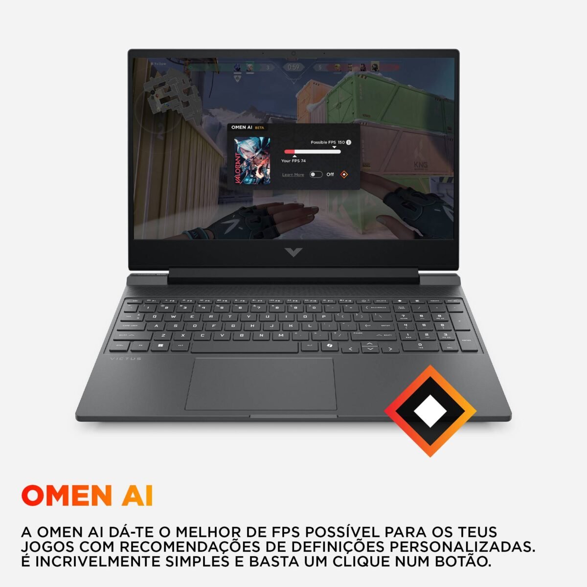 Portátil HP Victus Gaming 15-fb3030np 15.6"  AMD Ryzen 5 240 24GB 1TB RTX 5050 S/so Cromado Preto - Image 3