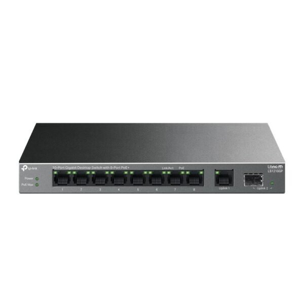 Switch de Rede TP-Link LS1210GP Desktop 10 Portas Gigabit com 8 Portas PoE+ UnManaged