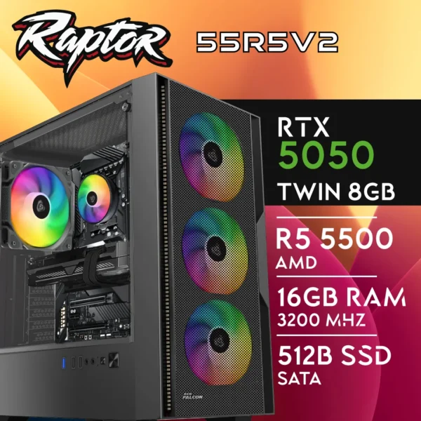 Computador Gaming RAPTOR-55R5V2 R5 5500 16GB 512GB SSD RTX5050 8GB