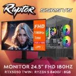 Computador Gaming RAPTOR-55R5V5 R5 8400F 16GB 512GB SSD RTX5050 8GB Monitor 24RX3H18SP 3D View Case