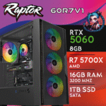 Computador Gaming RAPTOR-60R7V1 R7 5700x 16GB 1TB M.2 RTX5060 8GB