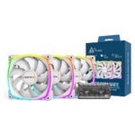 Ventoinha Montech AX120 PWM ARGB PWM 120mm Branco (Pack 3)