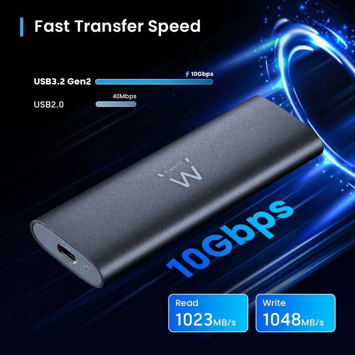 Caixa Externa M.2 Ewent EW7060 USB-C 3.2 Gen2 NVMe Cinza Screwless - Image 3