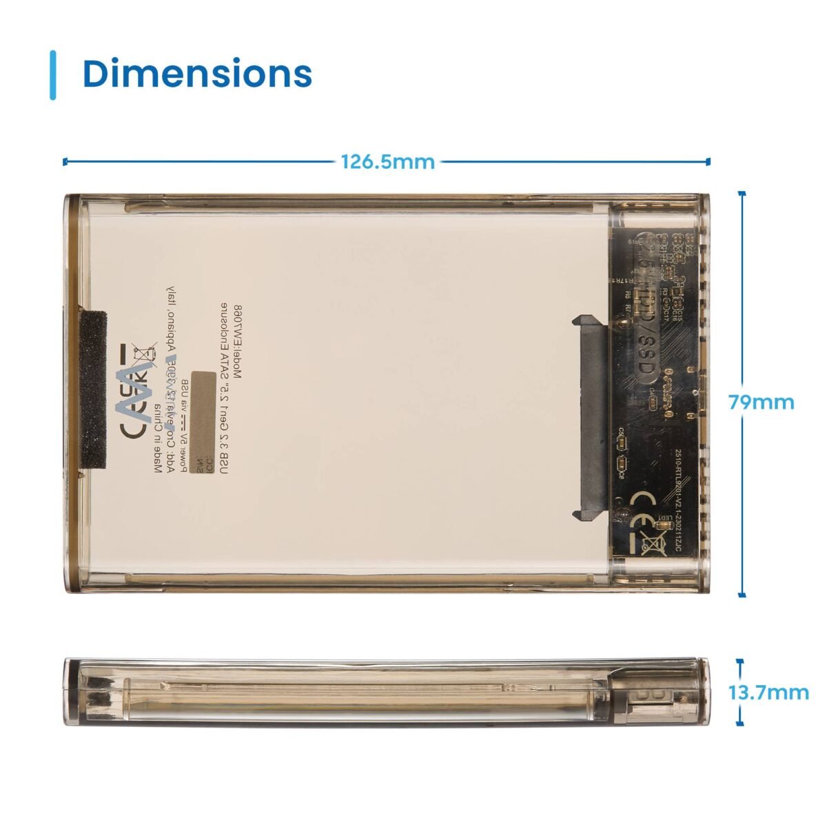 Caixa Externa 2.5" Ewent EW7068 USB-C 3.2 Gen1 (USB 3.0) HDD/SSD Transparente Screwless - Image 2