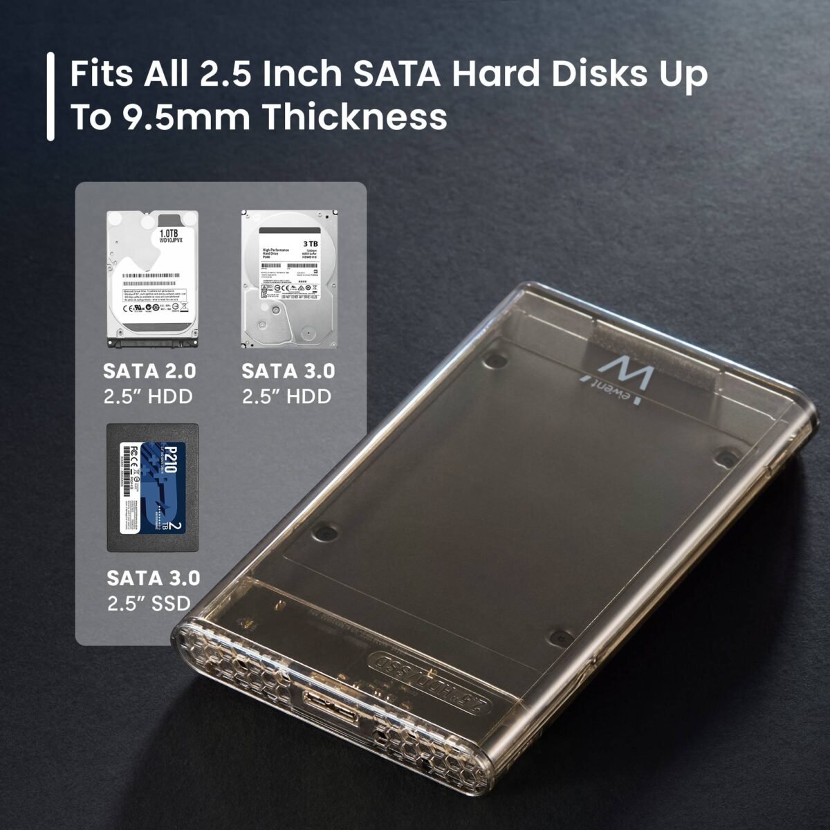 Caixa Externa 2.5" Ewent EW7069 USB-C 3.2 Gen1 (USB 3.0) HDD/SSD Transparente Screwless - Image 6