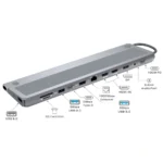 Docking Station Ewent EW1150 USB-C 12-em-1 Cinza - Image 2