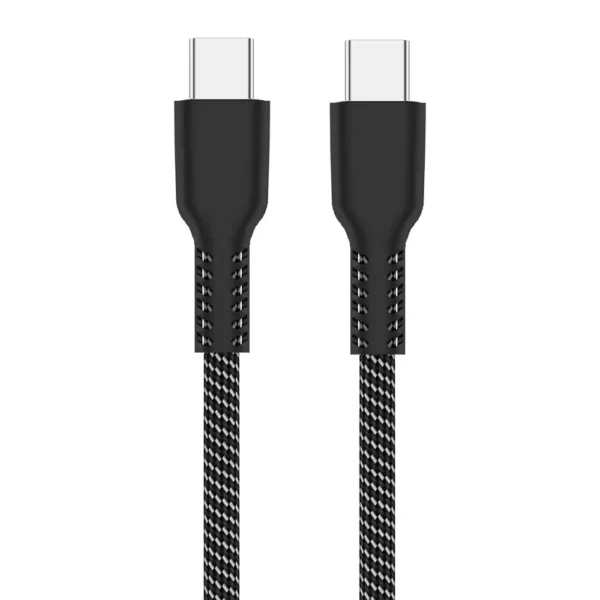Cabo USB-C Ewent EC1090 Fabric PD100W 480Mbps 0.5m Preto/Branco
