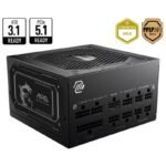 Fonte de Alimentação ATX MSI MAG A850GL PCIE5 II 850W ATX 3.1/PCIe 5.1 80 Plus Gold Full Modular