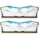 Memória RAM UDIMM TEAMGROUP T-Force Delta RGB 32GB (2x16GB) DDR5 6000MHz CL38 Branca