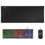 Teclado + Rato + Tapete Mars Gaming MCPXWPT Combo Preto RGB PT